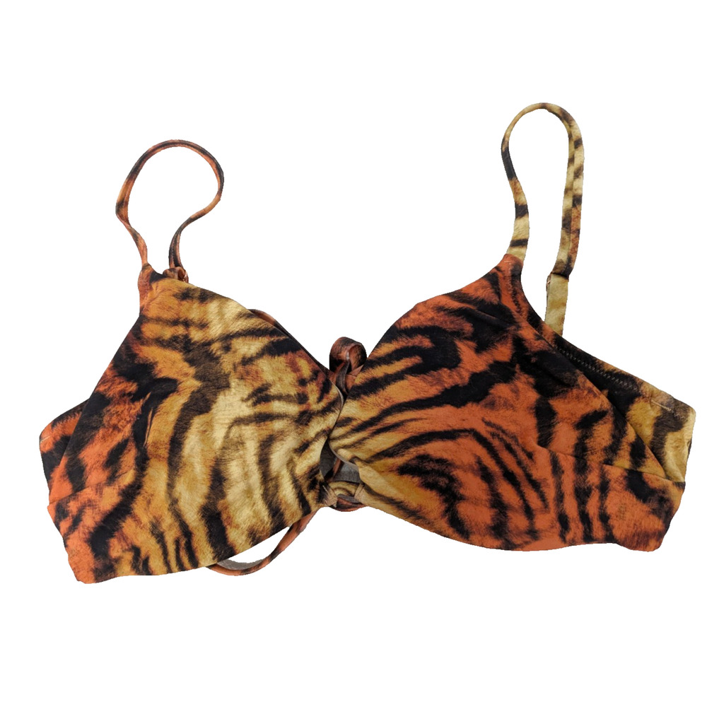 Shade & Shore Womens Underwire Bikini Top Animal Print 34DD